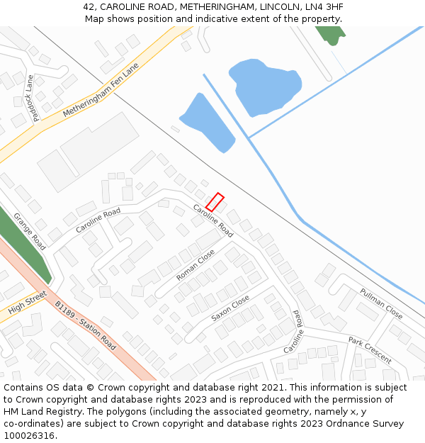 42, CAROLINE ROAD, METHERINGHAM, LINCOLN, LN4 3HF: Location map and indicative extent of plot