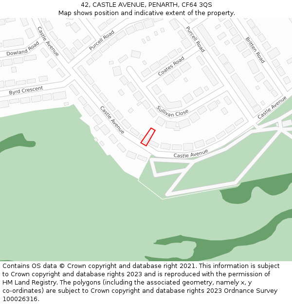 42, CASTLE AVENUE, PENARTH, CF64 3QS: Location map and indicative extent of plot