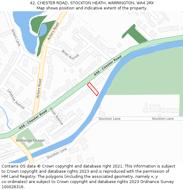 42, CHESTER ROAD, STOCKTON HEATH, WARRINGTON, WA4 2RX: Location map and indicative extent of plot