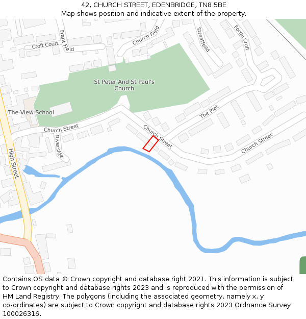 42, CHURCH STREET, EDENBRIDGE, TN8 5BE: Location map and indicative extent of plot