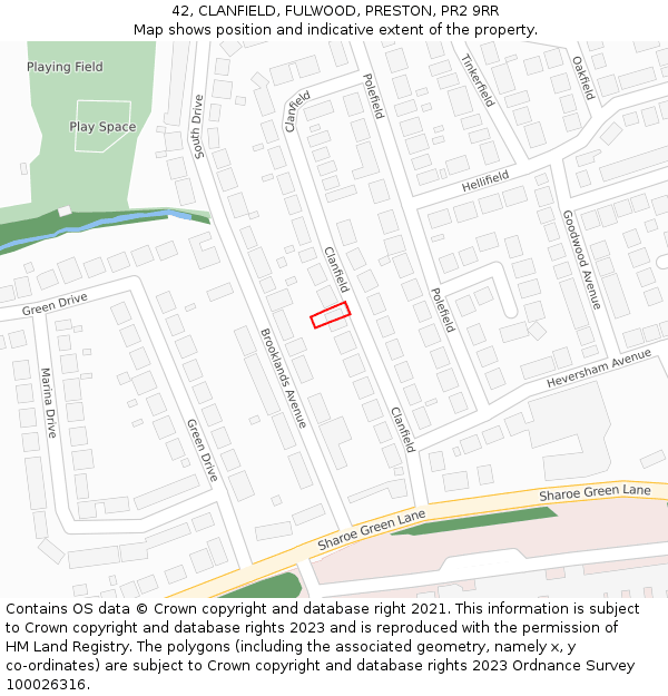 42, CLANFIELD, FULWOOD, PRESTON, PR2 9RR: Location map and indicative extent of plot