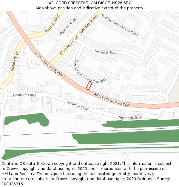 42, COBB CRESCENT, CALDICOT, NP26 5BY: Location map and indicative extent of plot