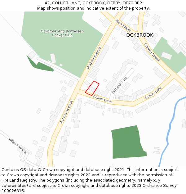 42, COLLIER LANE, OCKBROOK, DERBY, DE72 3RP: Location map and indicative extent of plot