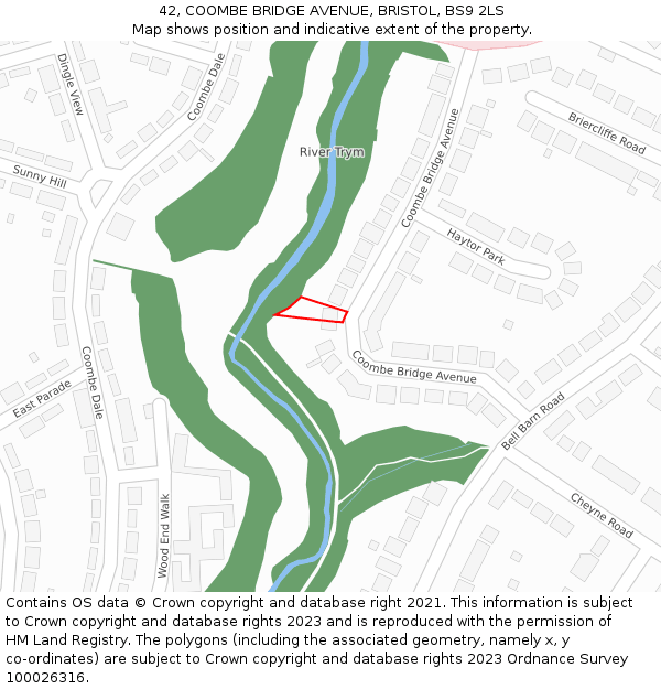 42, COOMBE BRIDGE AVENUE, BRISTOL, BS9 2LS: Location map and indicative extent of plot