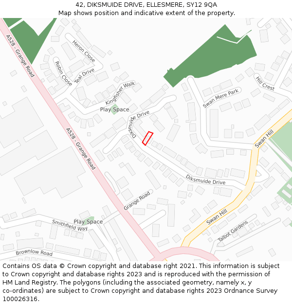 42, DIKSMUIDE DRIVE, ELLESMERE, SY12 9QA: Location map and indicative extent of plot