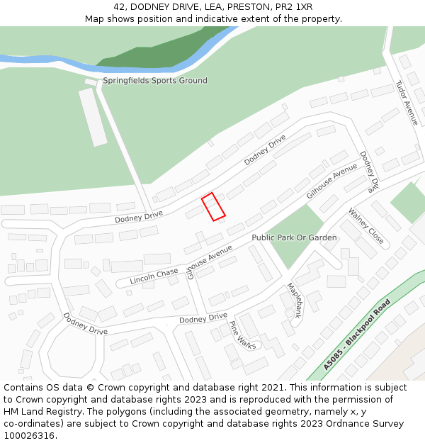 42, DODNEY DRIVE, LEA, PRESTON, PR2 1XR: Location map and indicative extent of plot