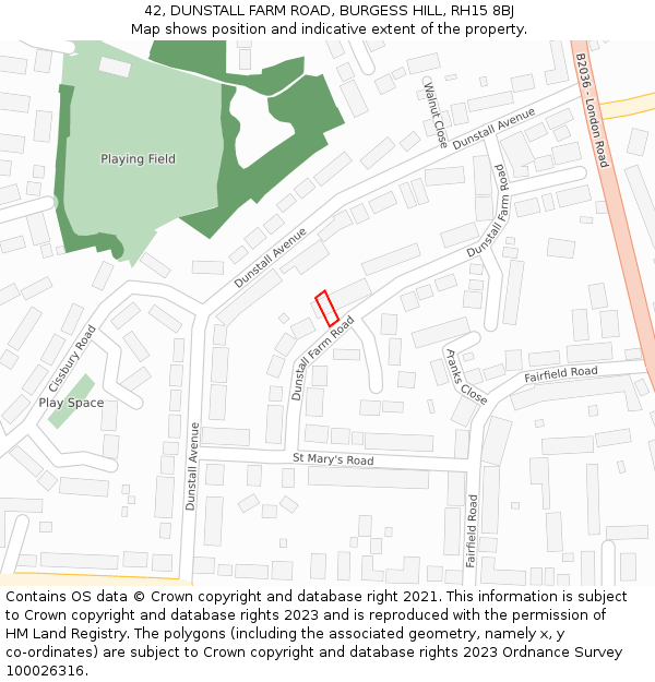 42, DUNSTALL FARM ROAD, BURGESS HILL, RH15 8BJ: Location map and indicative extent of plot