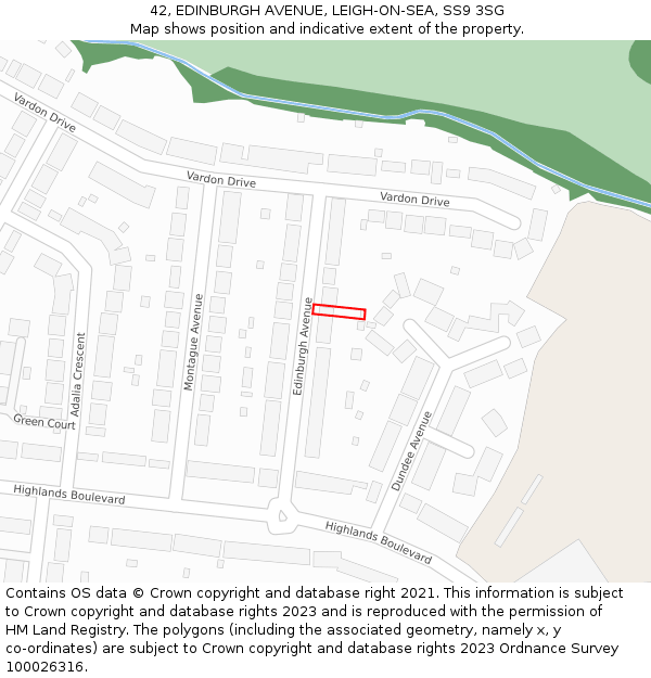 42, EDINBURGH AVENUE, LEIGH-ON-SEA, SS9 3SG: Location map and indicative extent of plot