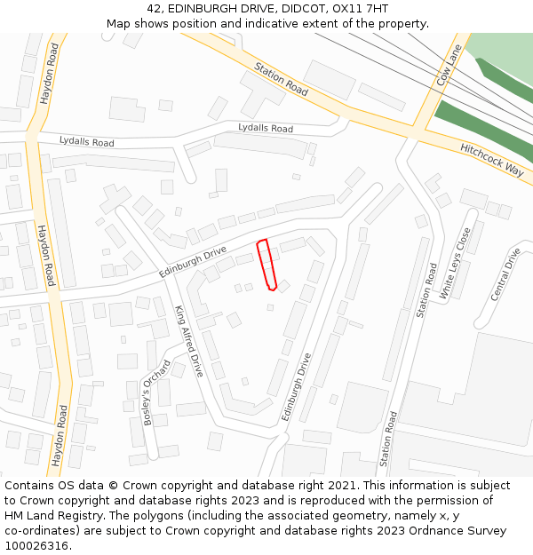 42, EDINBURGH DRIVE, DIDCOT, OX11 7HT: Location map and indicative extent of plot