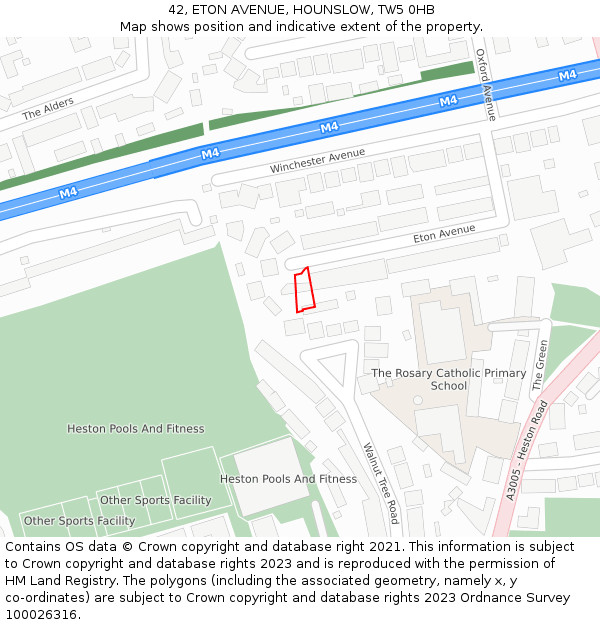 42, ETON AVENUE, HOUNSLOW, TW5 0HB: Location map and indicative extent of plot