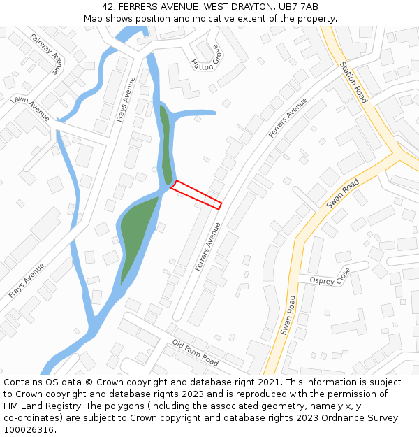 42, FERRERS AVENUE, WEST DRAYTON, UB7 7AB: Location map and indicative extent of plot