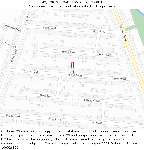 42, FOREST ROAD, ROMFORD, RM7 8DT: Location map and indicative extent of plot
