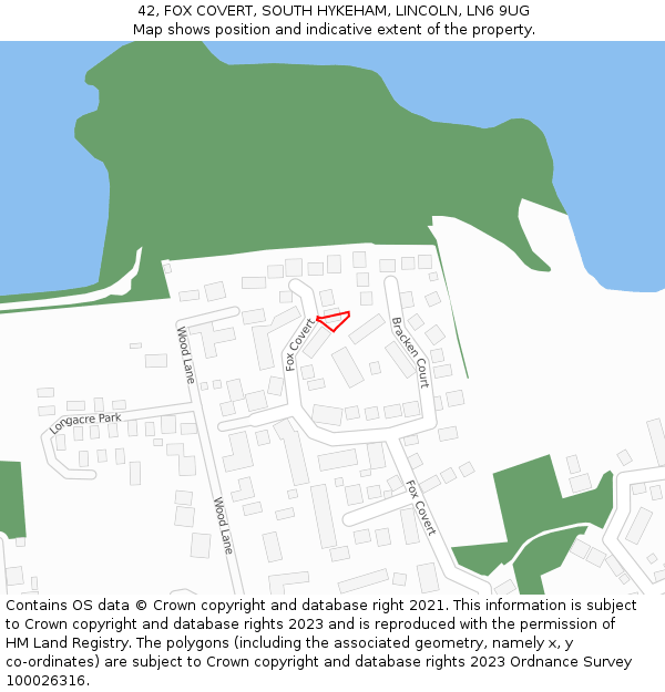 42, FOX COVERT, SOUTH HYKEHAM, LINCOLN, LN6 9UG: Location map and indicative extent of plot