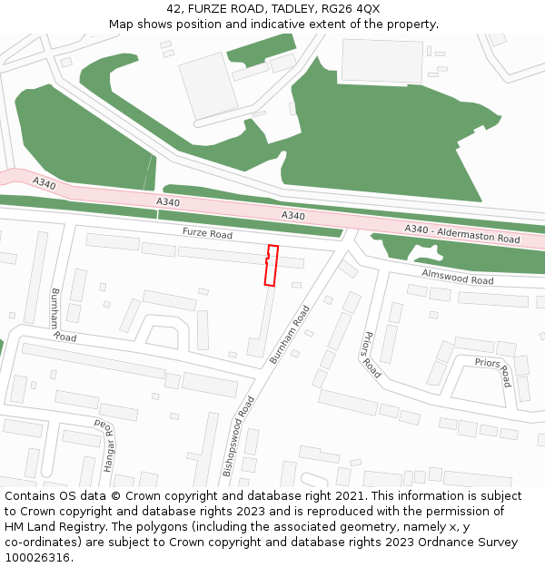 42, FURZE ROAD, TADLEY, RG26 4QX: Location map and indicative extent of plot