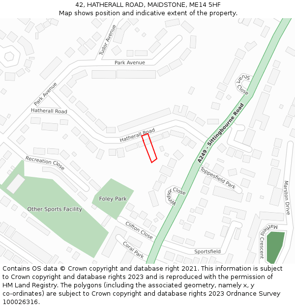 42, HATHERALL ROAD, MAIDSTONE, ME14 5HF: Location map and indicative extent of plot