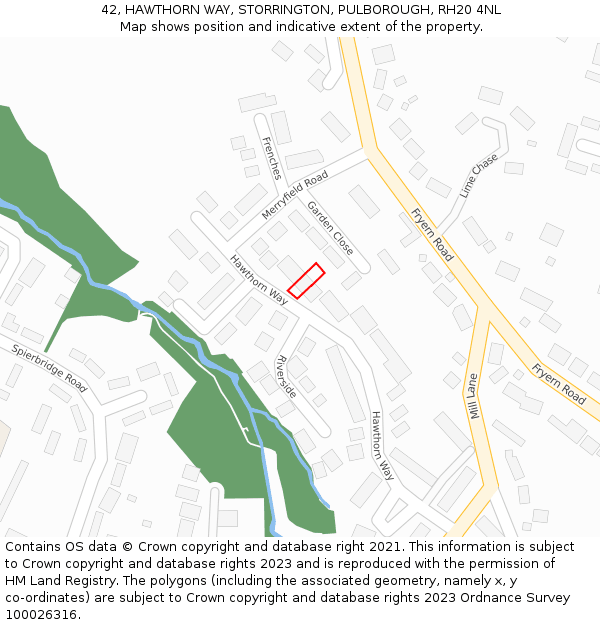 42, HAWTHORN WAY, STORRINGTON, PULBOROUGH, RH20 4NL: Location map and indicative extent of plot