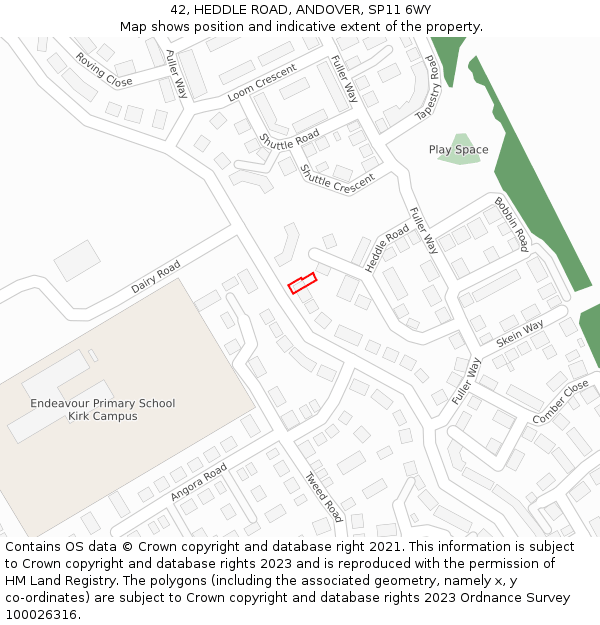 42, HEDDLE ROAD, ANDOVER, SP11 6WY: Location map and indicative extent of plot