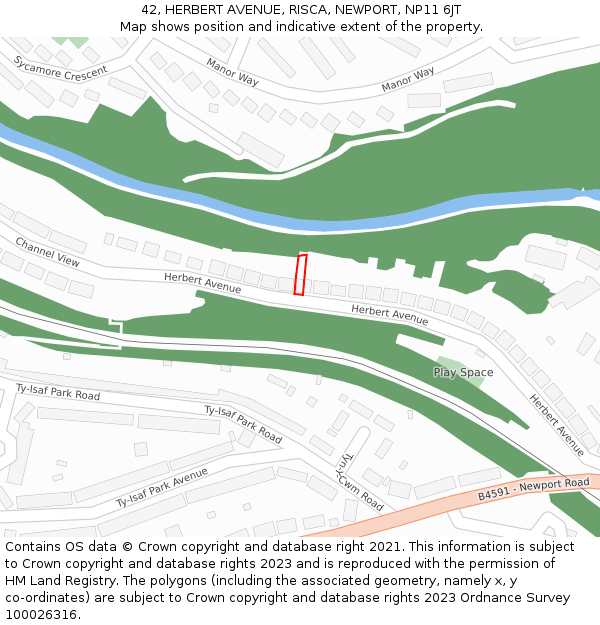 42, HERBERT AVENUE, RISCA, NEWPORT, NP11 6JT: Location map and indicative extent of plot