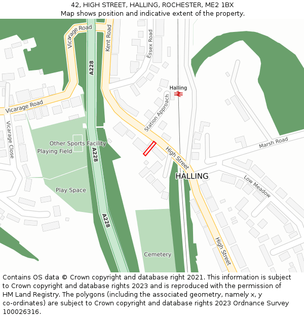 42, HIGH STREET, HALLING, ROCHESTER, ME2 1BX: Location map and indicative extent of plot