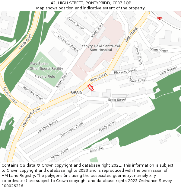 42, HIGH STREET, PONTYPRIDD, CF37 1QP: Location map and indicative extent of plot