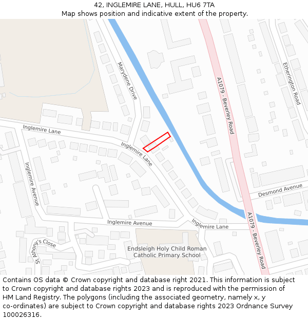 42, INGLEMIRE LANE, HULL, HU6 7TA: Location map and indicative extent of plot