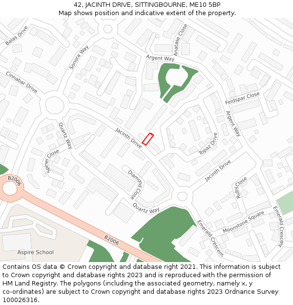 42, JACINTH DRIVE, SITTINGBOURNE, ME10 5BP: Location map and indicative extent of plot