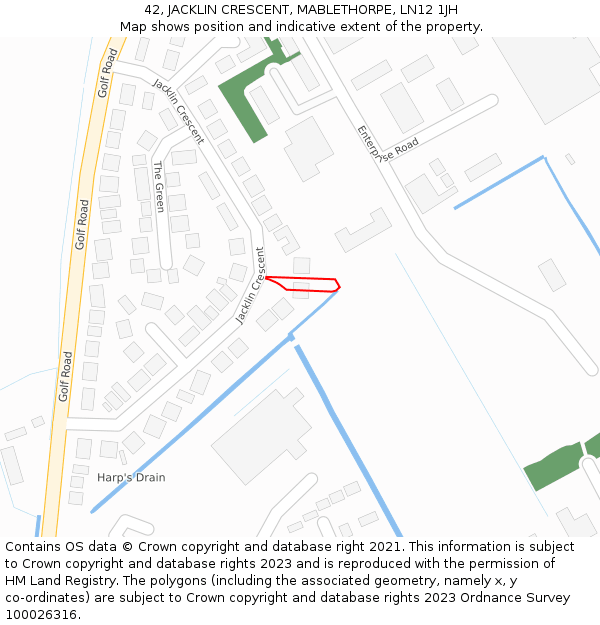 42, JACKLIN CRESCENT, MABLETHORPE, LN12 1JH: Location map and indicative extent of plot