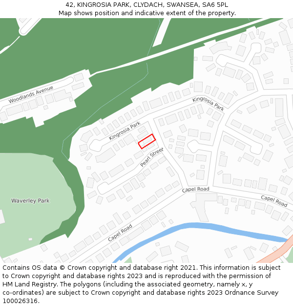 42, KINGROSIA PARK, CLYDACH, SWANSEA, SA6 5PL: Location map and indicative extent of plot