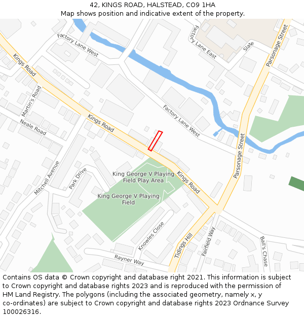 42, KINGS ROAD, HALSTEAD, CO9 1HA: Location map and indicative extent of plot