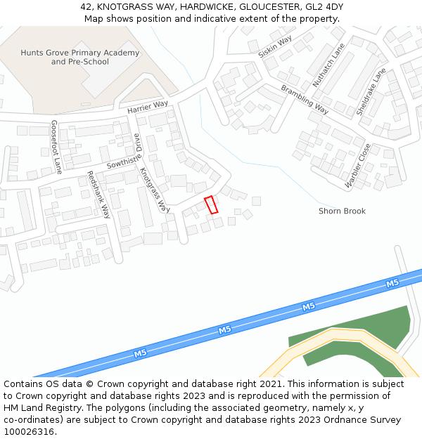 42, KNOTGRASS WAY, HARDWICKE, GLOUCESTER, GL2 4DY: Location map and indicative extent of plot