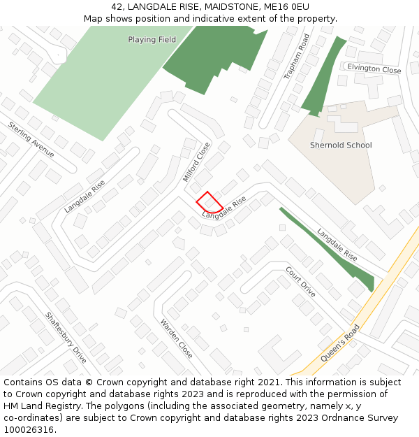 42, LANGDALE RISE, MAIDSTONE, ME16 0EU: Location map and indicative extent of plot