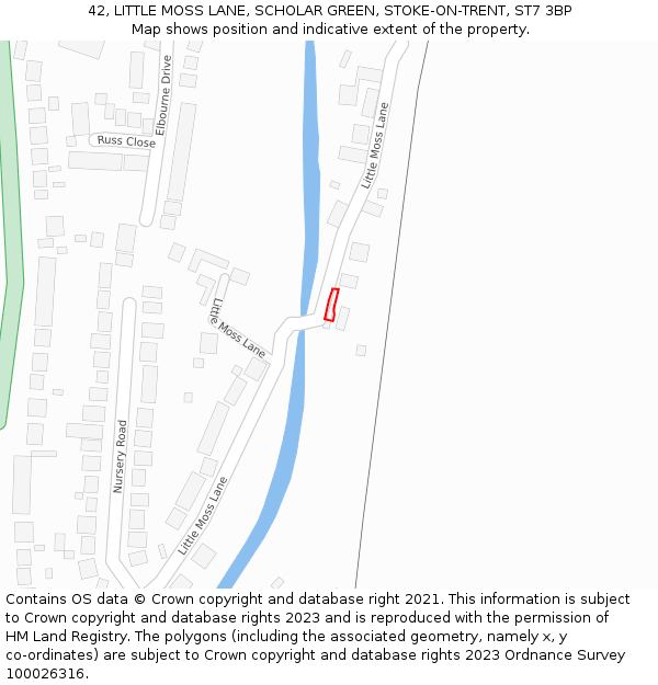 42, LITTLE MOSS LANE, SCHOLAR GREEN, STOKE-ON-TRENT, ST7 3BP: Location map and indicative extent of plot