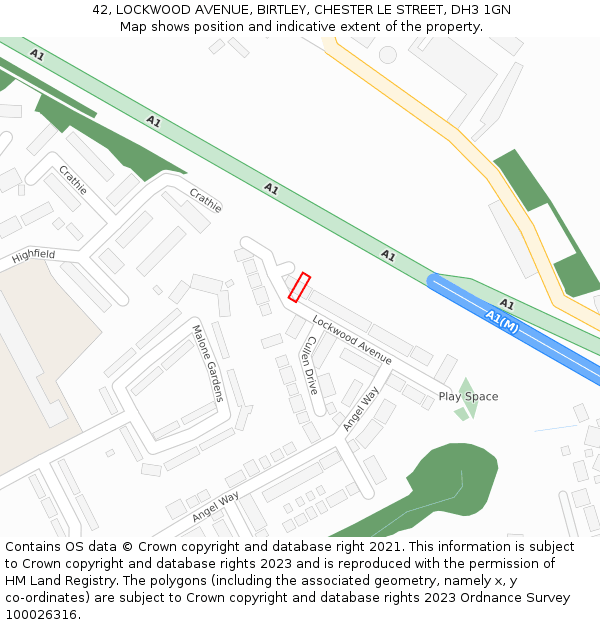 42, LOCKWOOD AVENUE, BIRTLEY, CHESTER LE STREET, DH3 1GN: Location map and indicative extent of plot