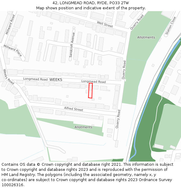 42, LONGMEAD ROAD, RYDE, PO33 2TW: Location map and indicative extent of plot