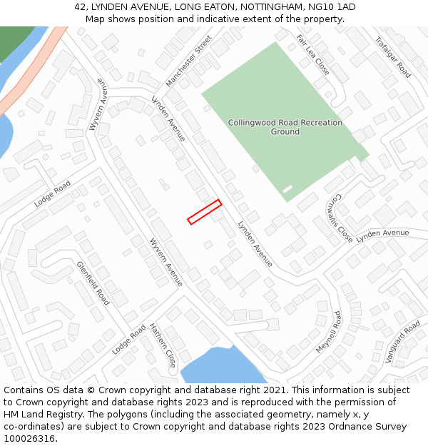 42, LYNDEN AVENUE, LONG EATON, NOTTINGHAM, NG10 1AD: Location map and indicative extent of plot