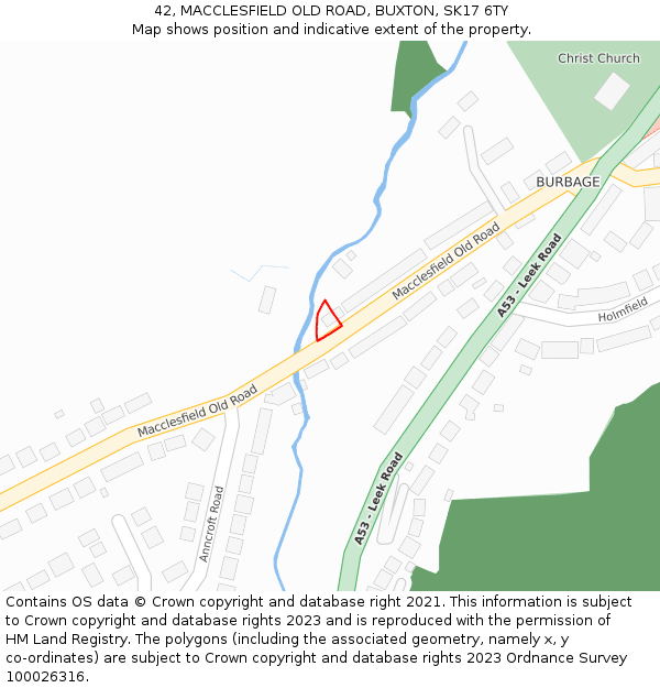 42, MACCLESFIELD OLD ROAD, BUXTON, SK17 6TY: Location map and indicative extent of plot