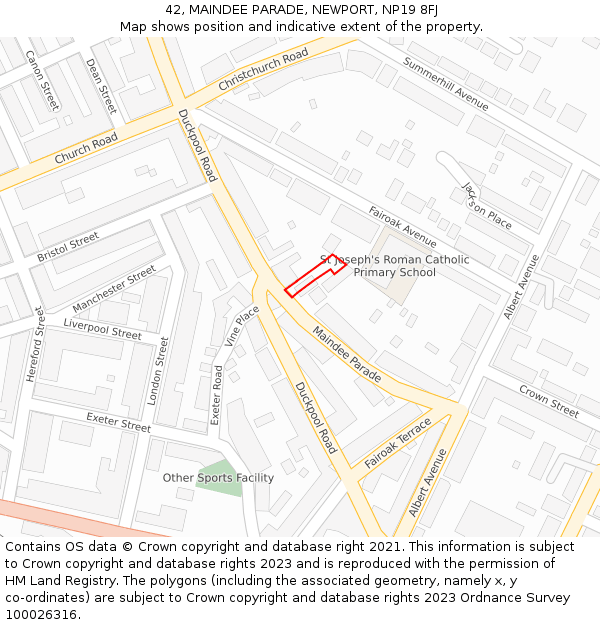 42, MAINDEE PARADE, NEWPORT, NP19 8FJ: Location map and indicative extent of plot