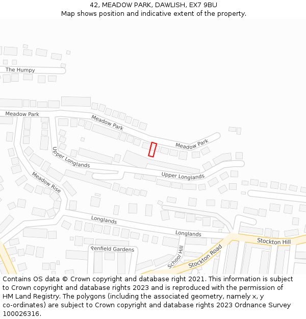 42, MEADOW PARK, DAWLISH, EX7 9BU: Location map and indicative extent of plot