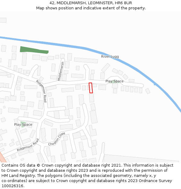 42, MIDDLEMARSH, LEOMINSTER, HR6 8UR: Location map and indicative extent of plot