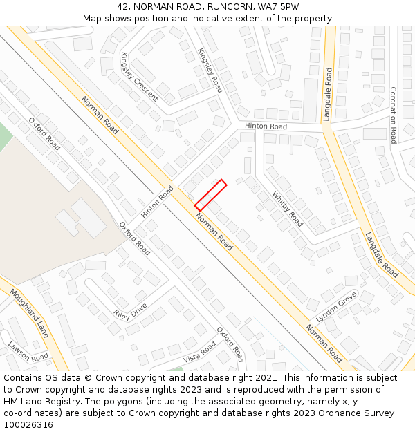 42, NORMAN ROAD, RUNCORN, WA7 5PW: Location map and indicative extent of plot