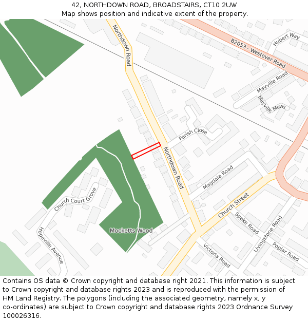 42, NORTHDOWN ROAD, BROADSTAIRS, CT10 2UW: Location map and indicative extent of plot