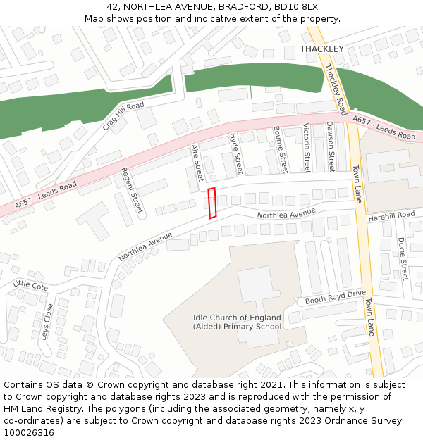 42, NORTHLEA AVENUE, BRADFORD, BD10 8LX: Location map and indicative extent of plot
