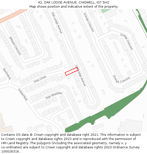 42, OAK LODGE AVENUE, CHIGWELL, IG7 5HZ: Location map and indicative extent of plot