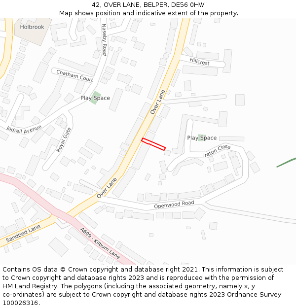 42, OVER LANE, BELPER, DE56 0HW: Location map and indicative extent of plot