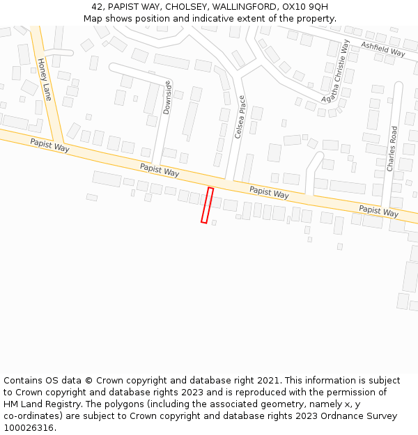 42, PAPIST WAY, CHOLSEY, WALLINGFORD, OX10 9QH: Location map and indicative extent of plot
