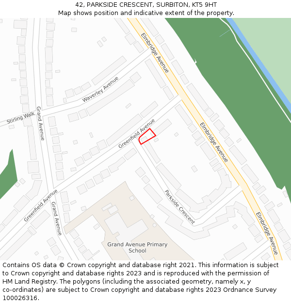 42, PARKSIDE CRESCENT, SURBITON, KT5 9HT: Location map and indicative extent of plot