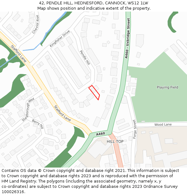 42, PENDLE HILL, HEDNESFORD, CANNOCK, WS12 1LW: Location map and indicative extent of plot