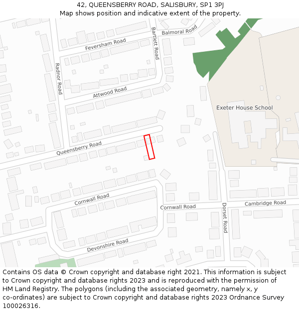 42, QUEENSBERRY ROAD, SALISBURY, SP1 3PJ: Location map and indicative extent of plot