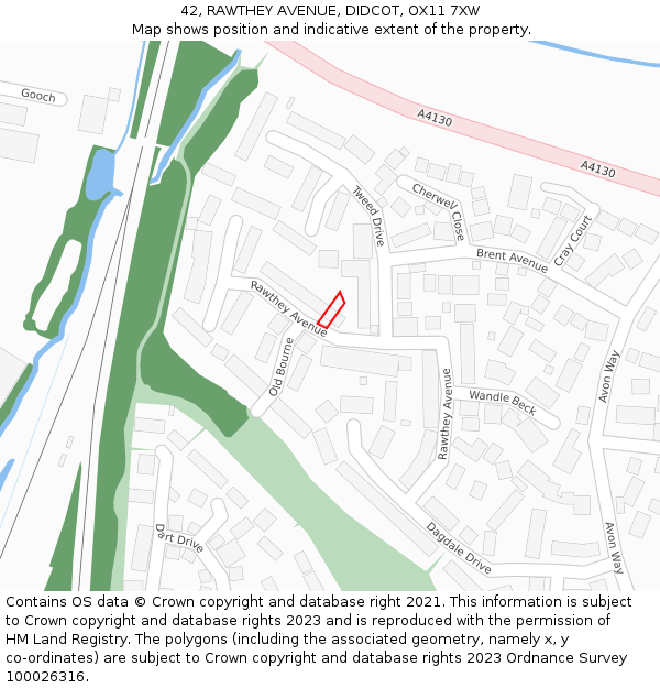 42, RAWTHEY AVENUE, DIDCOT, OX11 7XW: Location map and indicative extent of plot