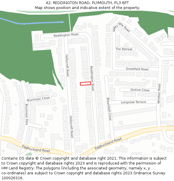 42, REDDINGTON ROAD, PLYMOUTH, PL3 6PT: Location map and indicative extent of plot